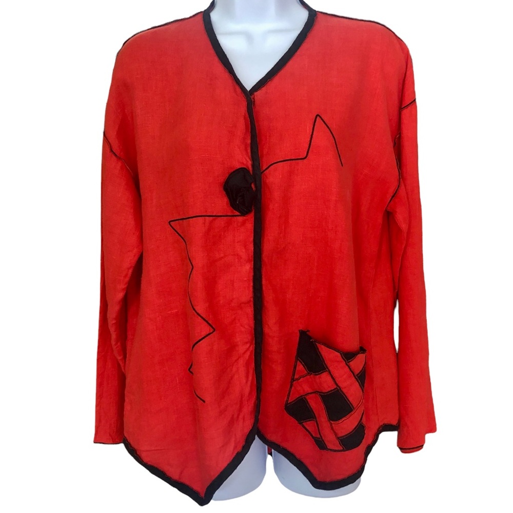 Xiao red Linen Button Shacket Jacket
